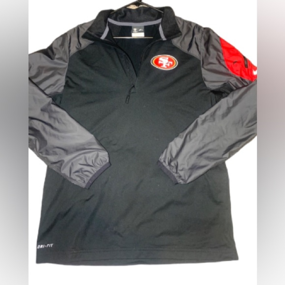✅Nike San Fransisco SF 49ers 1/4” Zip Pullover Dri Fit Long Sleeved Textured Top
